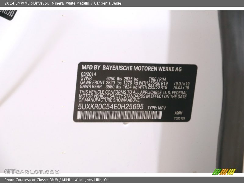 Mineral White Metallic / Canberra Beige 2014 BMW X5 xDrive35i