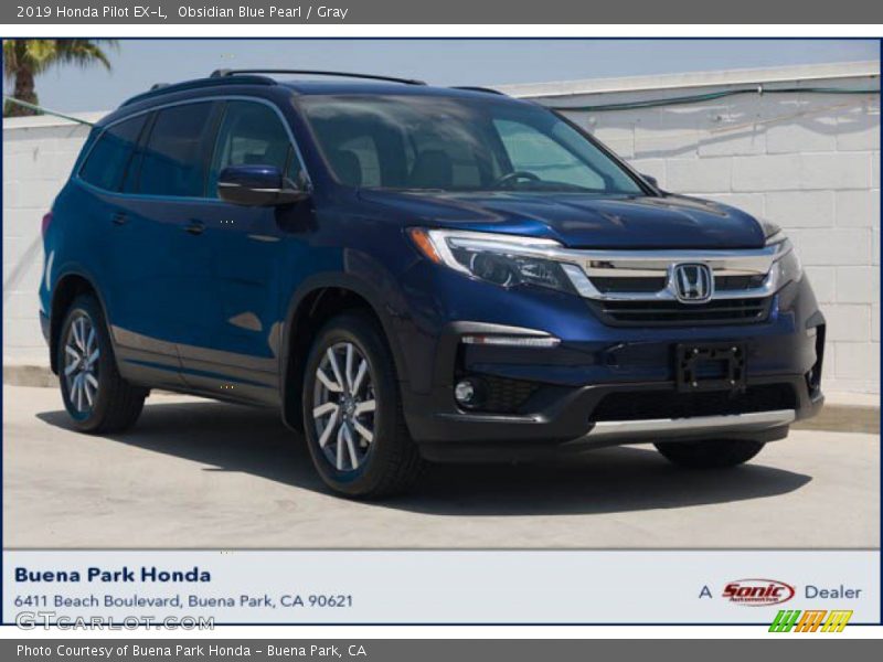 Obsidian Blue Pearl / Gray 2019 Honda Pilot EX-L