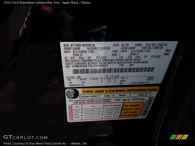 Agate Black / Ebony 2020 Ford Expedition Limited Max 4x4