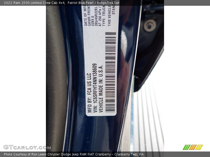 Patriot Blue Pearl / Indigo/Sea Salt 2022 Ram 1500 Limited Crew Cab 4x4