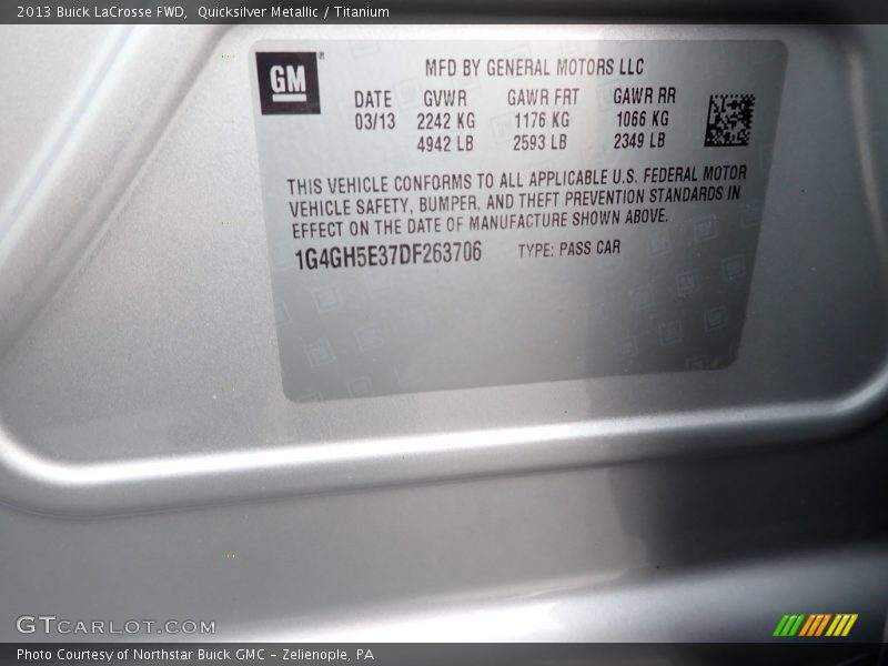 Quicksilver Metallic / Titanium 2013 Buick LaCrosse FWD