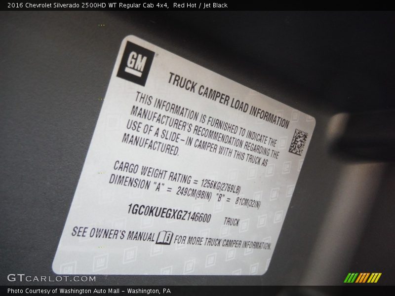 Red Hot / Jet Black 2016 Chevrolet Silverado 2500HD WT Regular Cab 4x4
