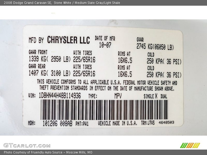 Stone White / Medium Slate Gray/Light Shale 2008 Dodge Grand Caravan SE