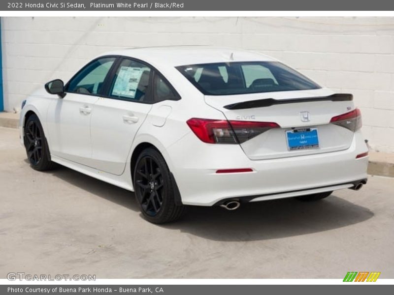 Platinum White Pearl / Black/Red 2022 Honda Civic Si Sedan