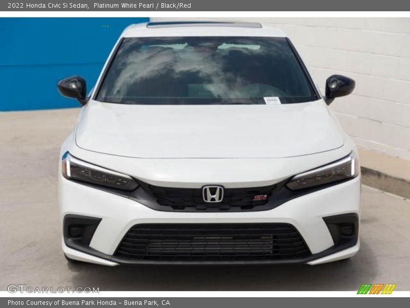 Platinum White Pearl / Black/Red 2022 Honda Civic Si Sedan