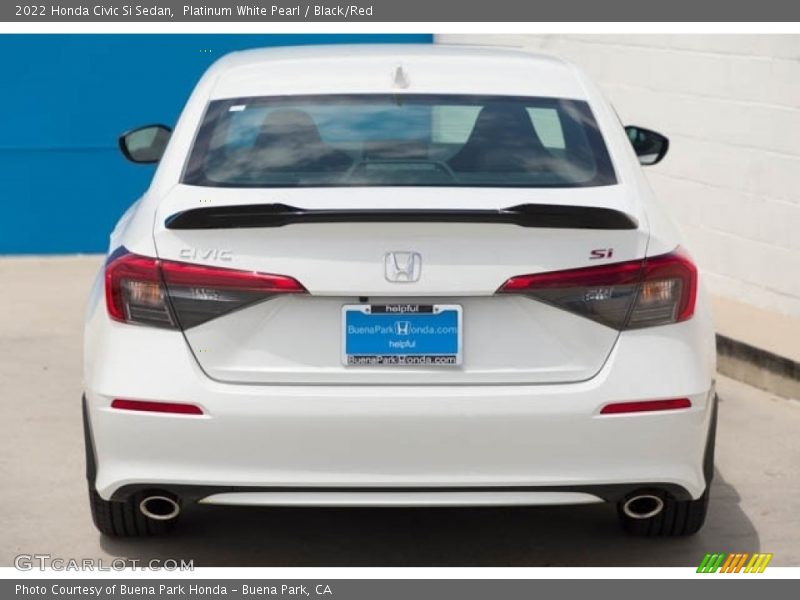 Platinum White Pearl / Black/Red 2022 Honda Civic Si Sedan