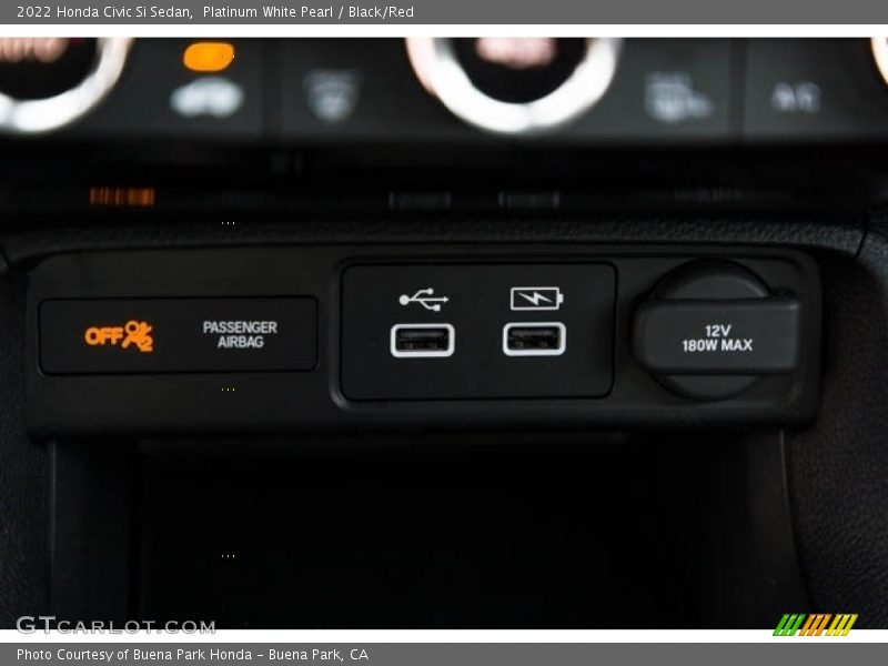 Platinum White Pearl / Black/Red 2022 Honda Civic Si Sedan