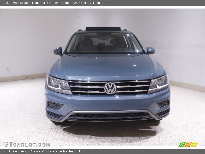 Stone Blue Metallic / Titan Black 2021 Volkswagen Tiguan SE 4Motion