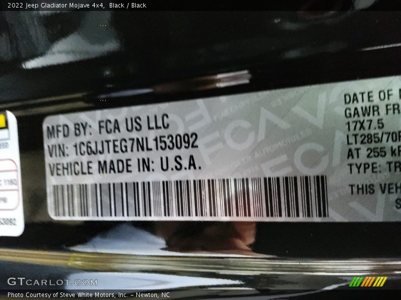 Black / Black 2022 Jeep Gladiator Mojave 4x4