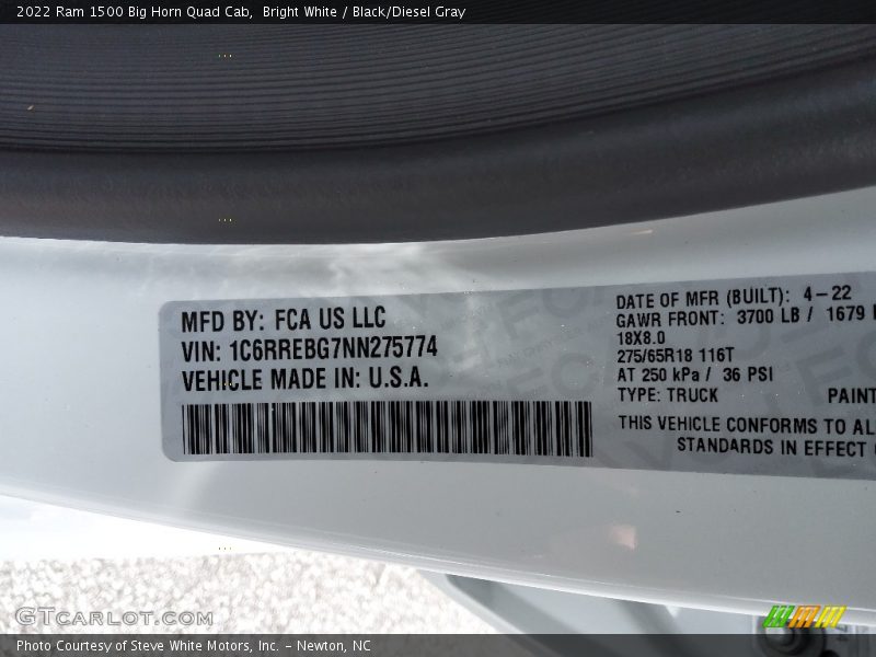 Bright White / Black/Diesel Gray 2022 Ram 1500 Big Horn Quad Cab