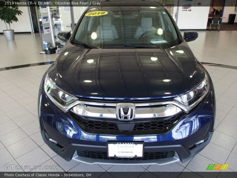 Obsidian Blue Pearl / Gray 2019 Honda CR-V EX AWD