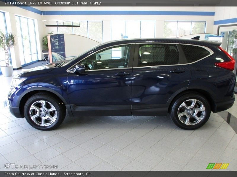 Obsidian Blue Pearl / Gray 2019 Honda CR-V EX AWD