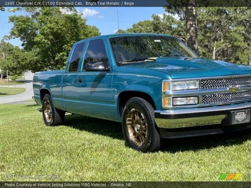 Bright Teal Metallic / Beige 1995 Chevrolet C/K C1500 Extended Cab