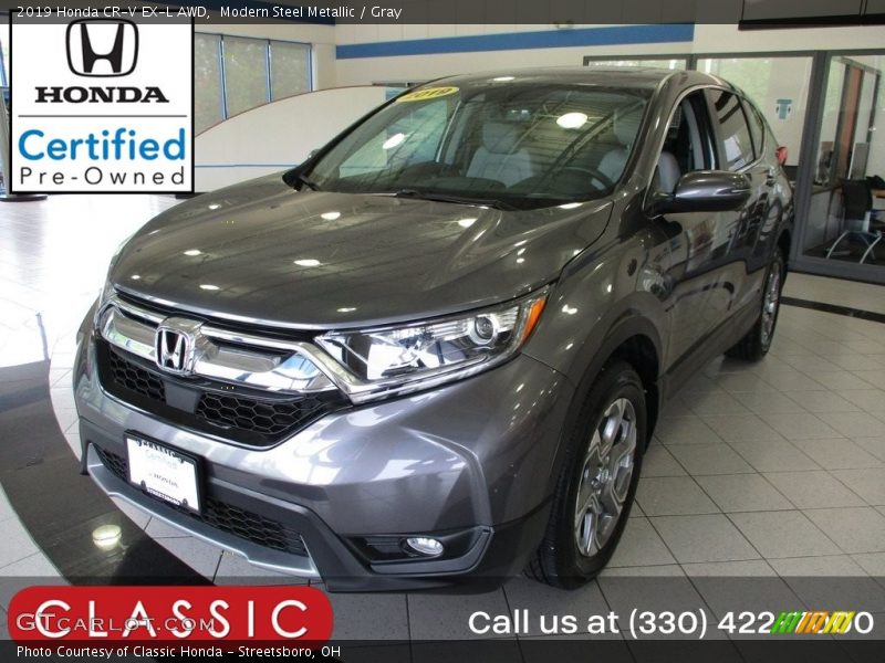 Modern Steel Metallic / Gray 2019 Honda CR-V EX-L AWD
