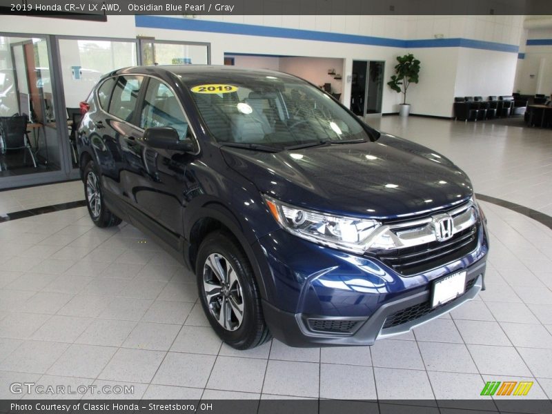 Obsidian Blue Pearl / Gray 2019 Honda CR-V LX AWD