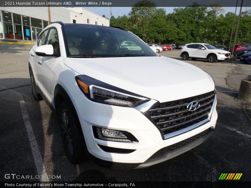 Winter White / Beige 2021 Hyundai Tucson Ulitimate AWD