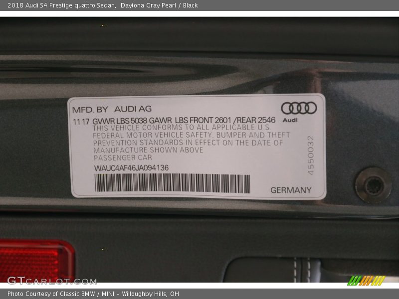 Daytona Gray Pearl / Black 2018 Audi S4 Prestige quattro Sedan