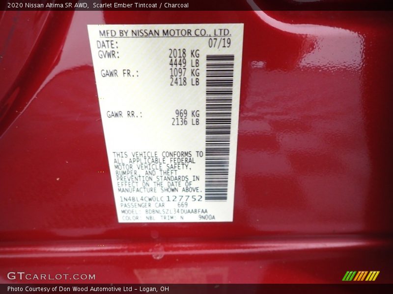 Scarlet Ember Tintcoat / Charcoal 2020 Nissan Altima SR AWD
