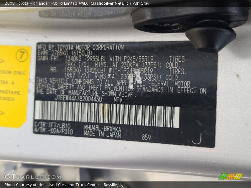 Classic Silver Metallic / Ash Gray 2008 Toyota Highlander Hybrid Limited 4WD