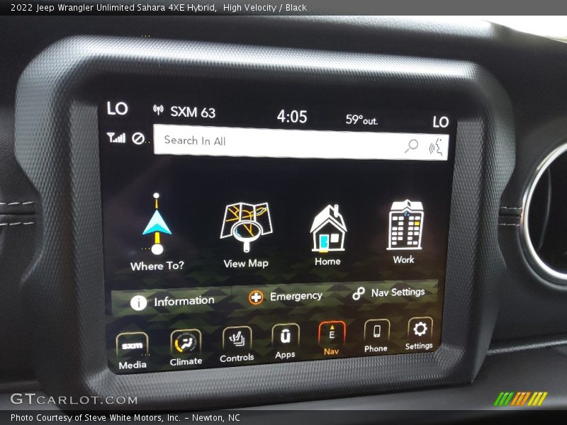 Controls of 2022 Wrangler Unlimited Sahara 4XE Hybrid