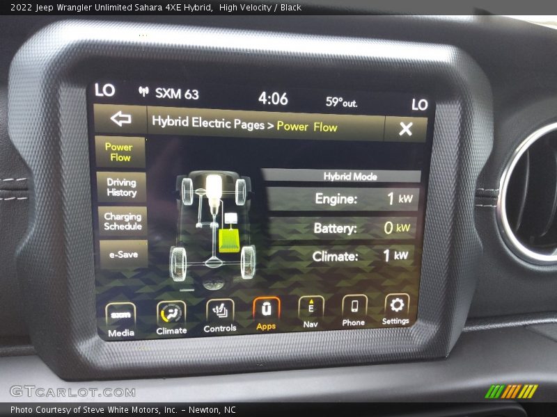 Controls of 2022 Wrangler Unlimited Sahara 4XE Hybrid
