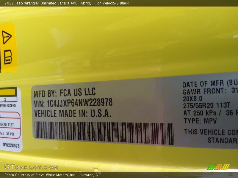High Velocity / Black 2022 Jeep Wrangler Unlimited Sahara 4XE Hybrid