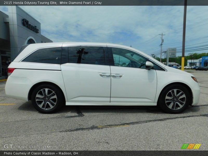 White Diamond Pearl / Gray 2015 Honda Odyssey Touring Elite