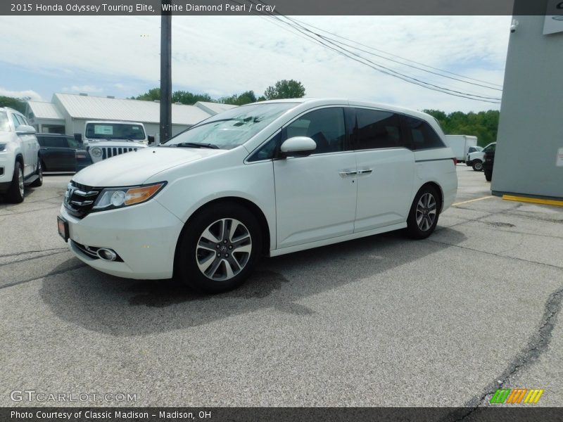 White Diamond Pearl / Gray 2015 Honda Odyssey Touring Elite