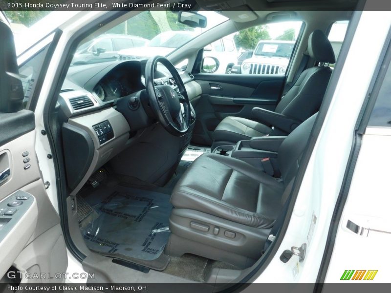 White Diamond Pearl / Gray 2015 Honda Odyssey Touring Elite