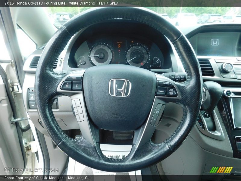 White Diamond Pearl / Gray 2015 Honda Odyssey Touring Elite