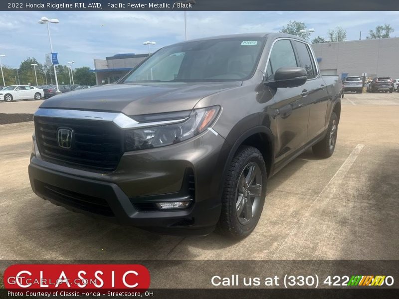 Pacific Pewter Metallic / Black 2022 Honda Ridgeline RTL AWD