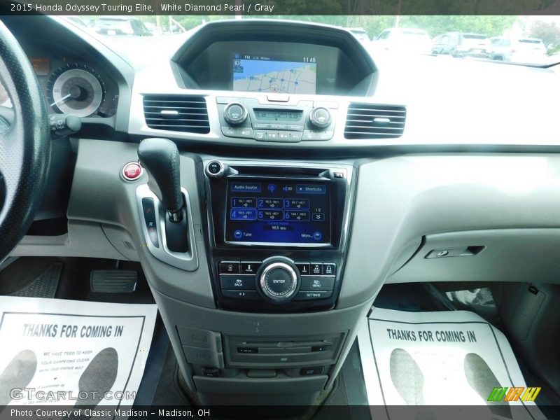 White Diamond Pearl / Gray 2015 Honda Odyssey Touring Elite