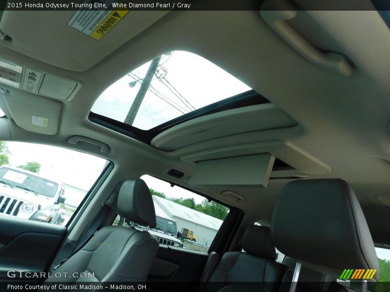White Diamond Pearl / Gray 2015 Honda Odyssey Touring Elite