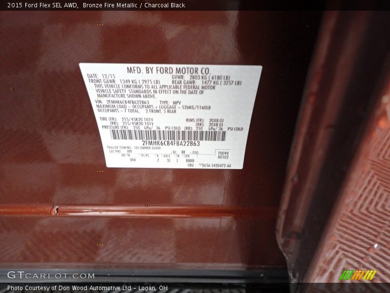 2015 Flex SEL AWD Bronze Fire Metallic Color Code H9