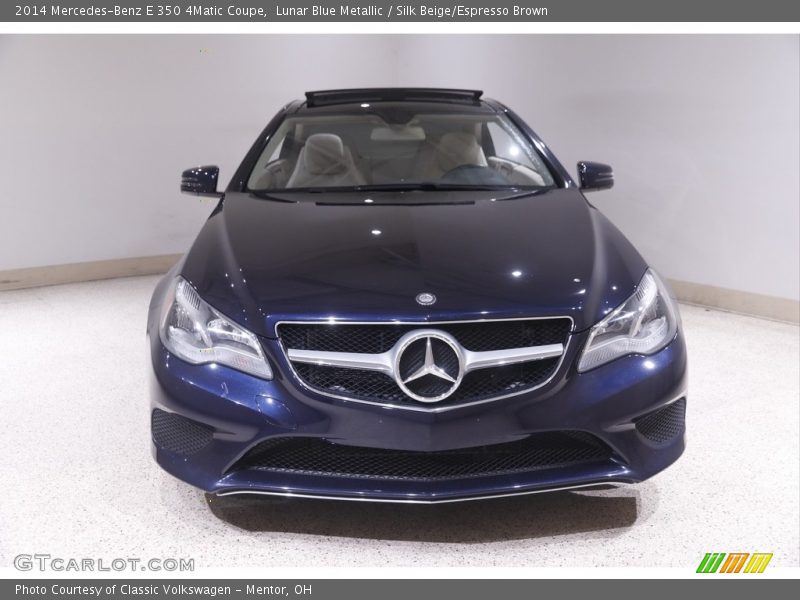 Lunar Blue Metallic / Silk Beige/Espresso Brown 2014 Mercedes-Benz E 350 4Matic Coupe