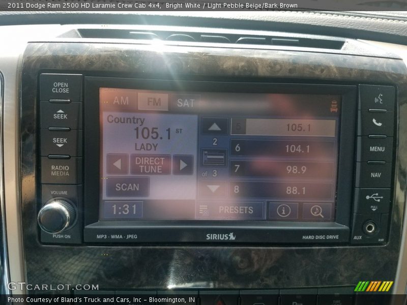 Bright White / Light Pebble Beige/Bark Brown 2011 Dodge Ram 2500 HD Laramie Crew Cab 4x4