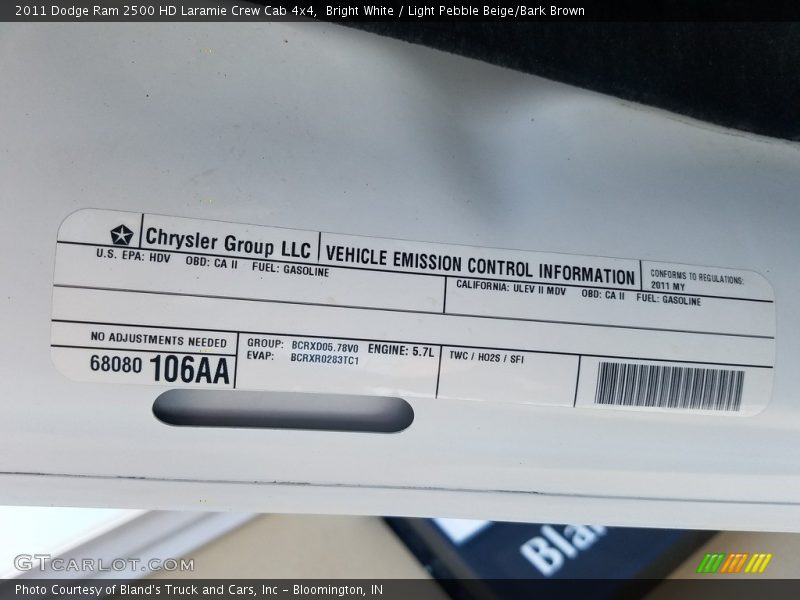 Bright White / Light Pebble Beige/Bark Brown 2011 Dodge Ram 2500 HD Laramie Crew Cab 4x4