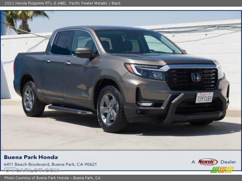 Pacific Pewter Metallic / Black 2021 Honda Ridgeline RTL-E AWD