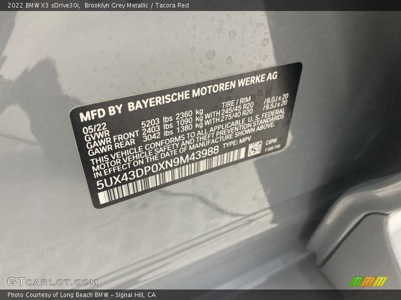 2022 X3 sDrive30i Brooklyn Grey Metallic Color Code C4P