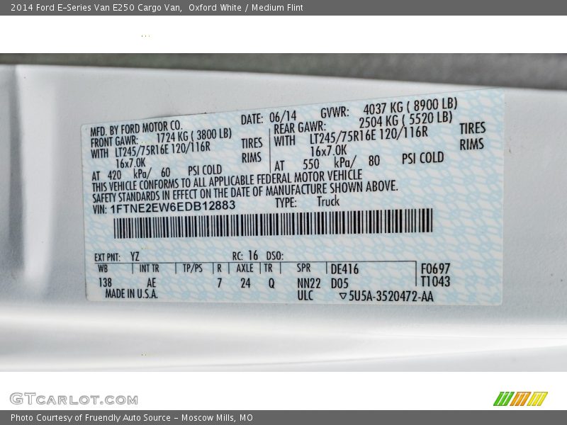 Oxford White / Medium Flint 2014 Ford E-Series Van E250 Cargo Van