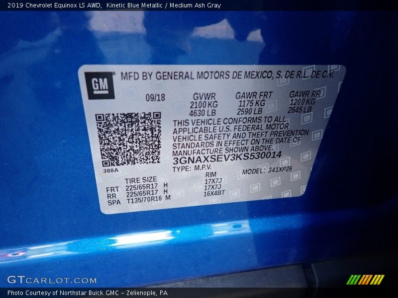 Kinetic Blue Metallic / Medium Ash Gray 2019 Chevrolet Equinox LS AWD