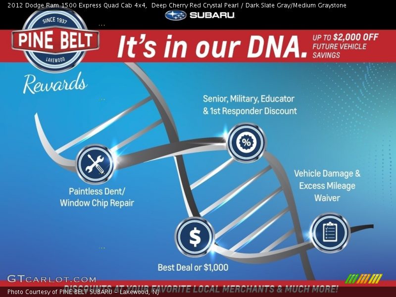 Deep Cherry Red Crystal Pearl / Dark Slate Gray/Medium Graystone 2012 Dodge Ram 1500 Express Quad Cab 4x4