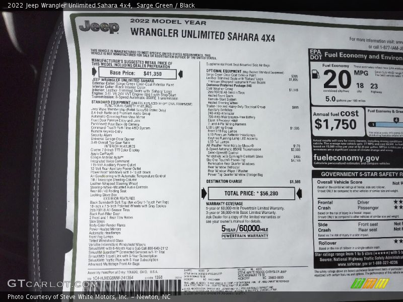 Sarge Green / Black 2022 Jeep Wrangler Unlimited Sahara 4x4