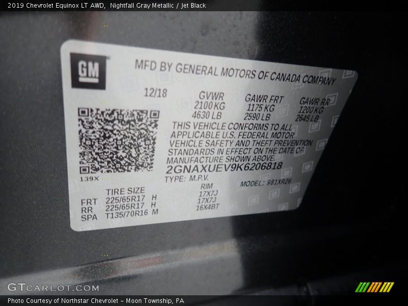 Nightfall Gray Metallic / Jet Black 2019 Chevrolet Equinox LT AWD