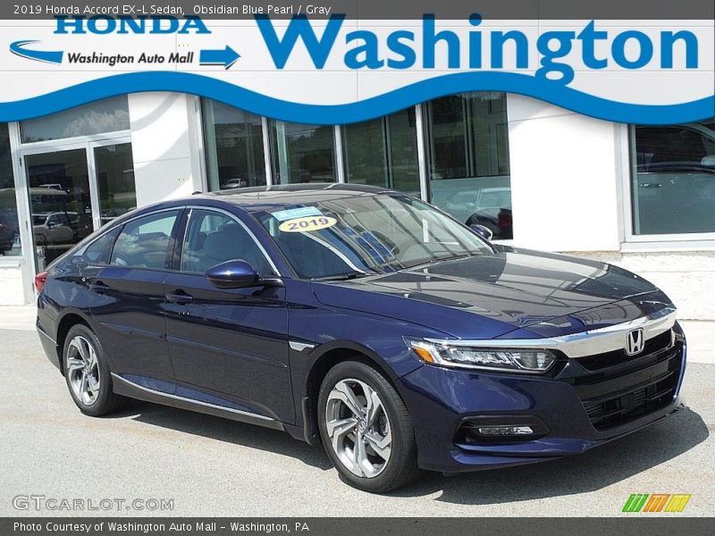 Obsidian Blue Pearl / Gray 2019 Honda Accord EX-L Sedan