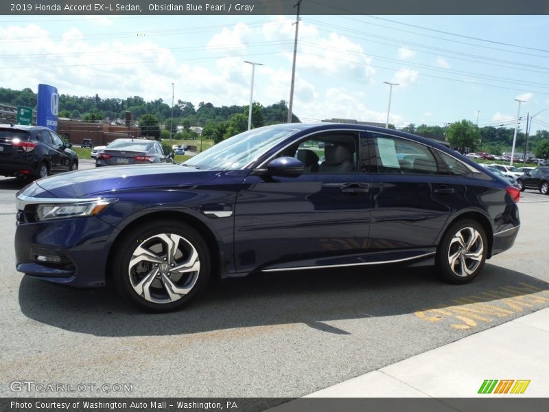 Obsidian Blue Pearl / Gray 2019 Honda Accord EX-L Sedan