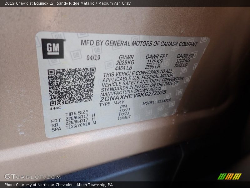 Sandy Ridge Metallic / Medium Ash Gray 2019 Chevrolet Equinox LS