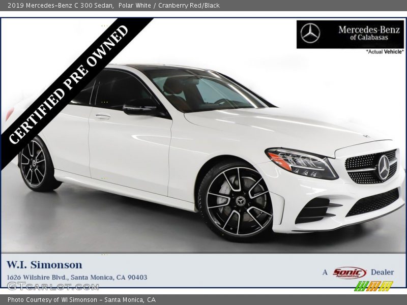 Polar White / Cranberry Red/Black 2019 Mercedes-Benz C 300 Sedan
