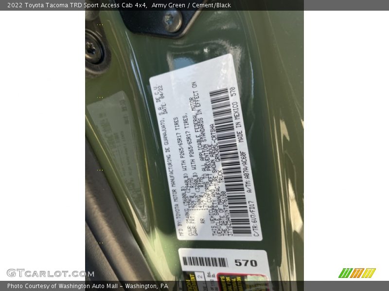 2022 Tacoma TRD Sport Access Cab 4x4 Army Green Color Code 6V7