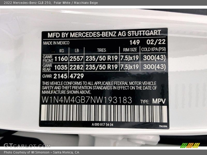 Polar White / Macchiato Beige 2022 Mercedes-Benz GLB 250